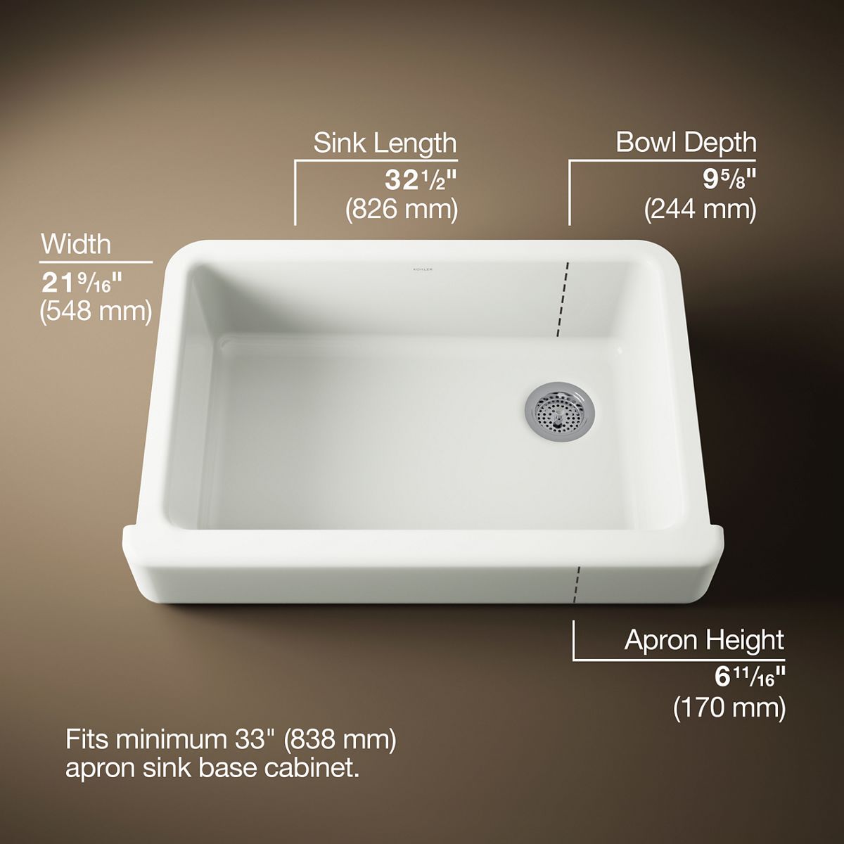 3/4 view of product with dimensions