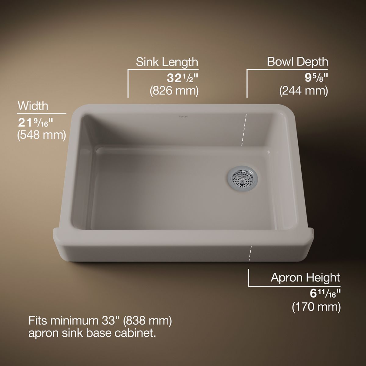 3/4 view of product with dimensions