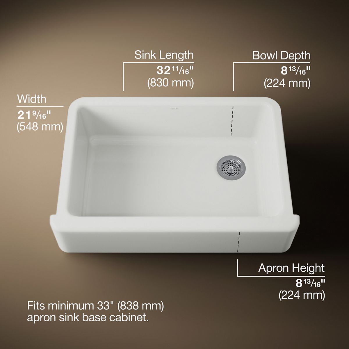 3/4 view of product with dimensions
