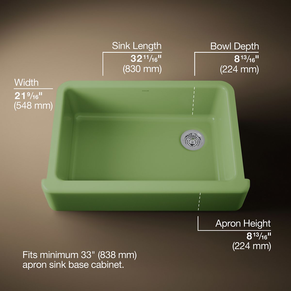 3/4 view of product with dimensions