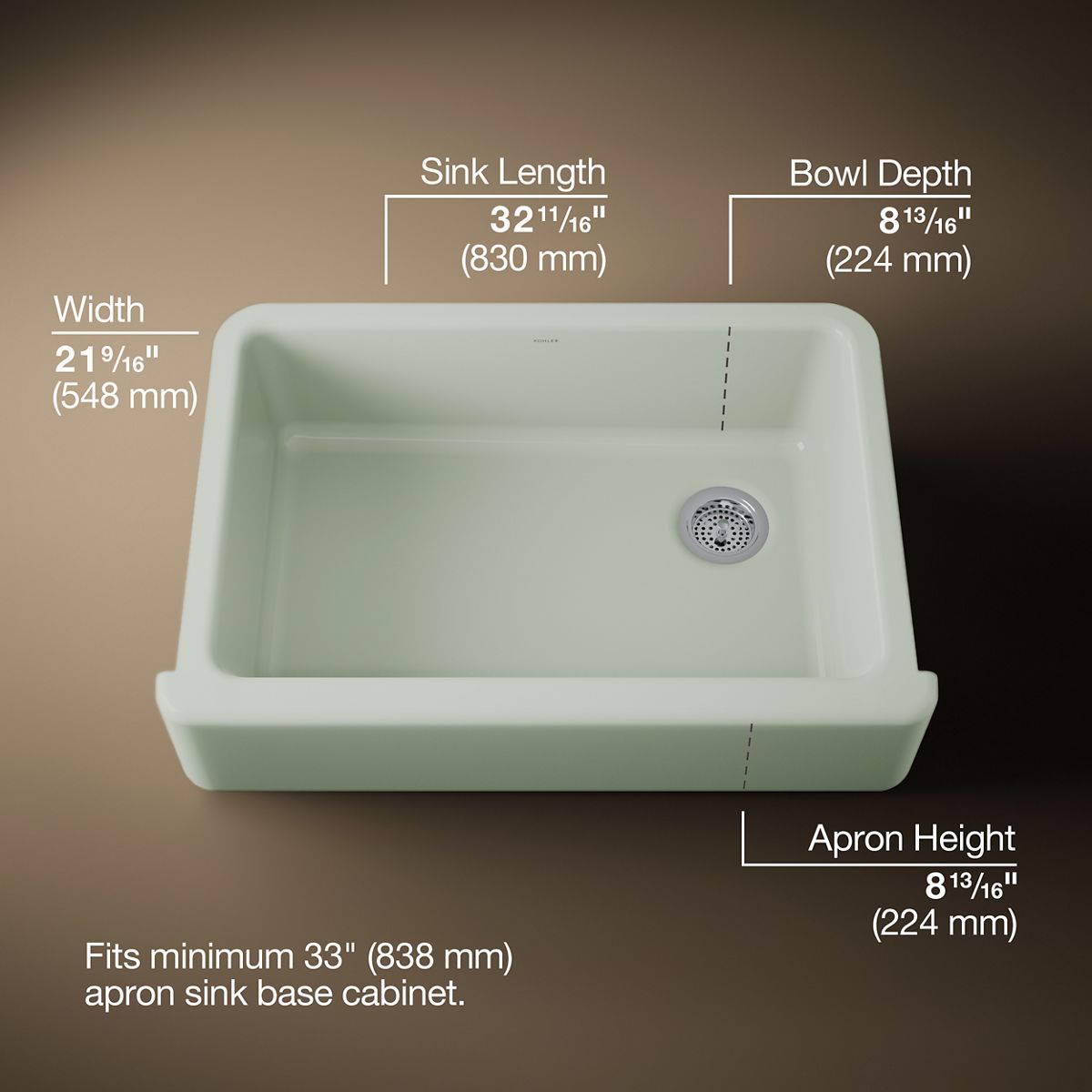 3/4 view of product with dimensions