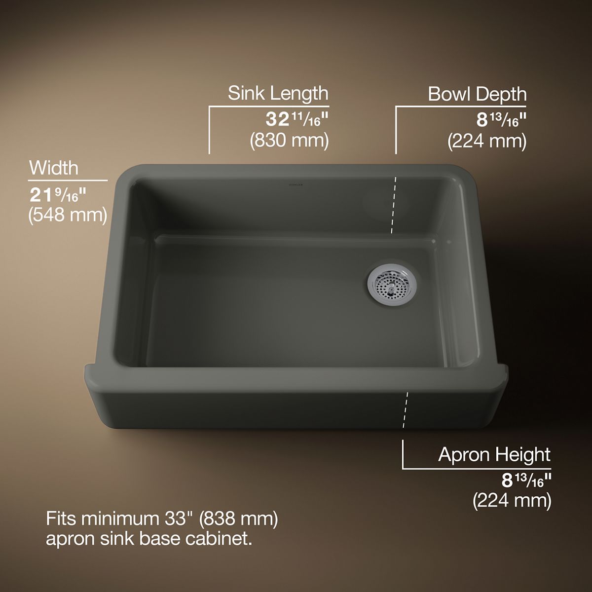 3/4 view of product with dimensions