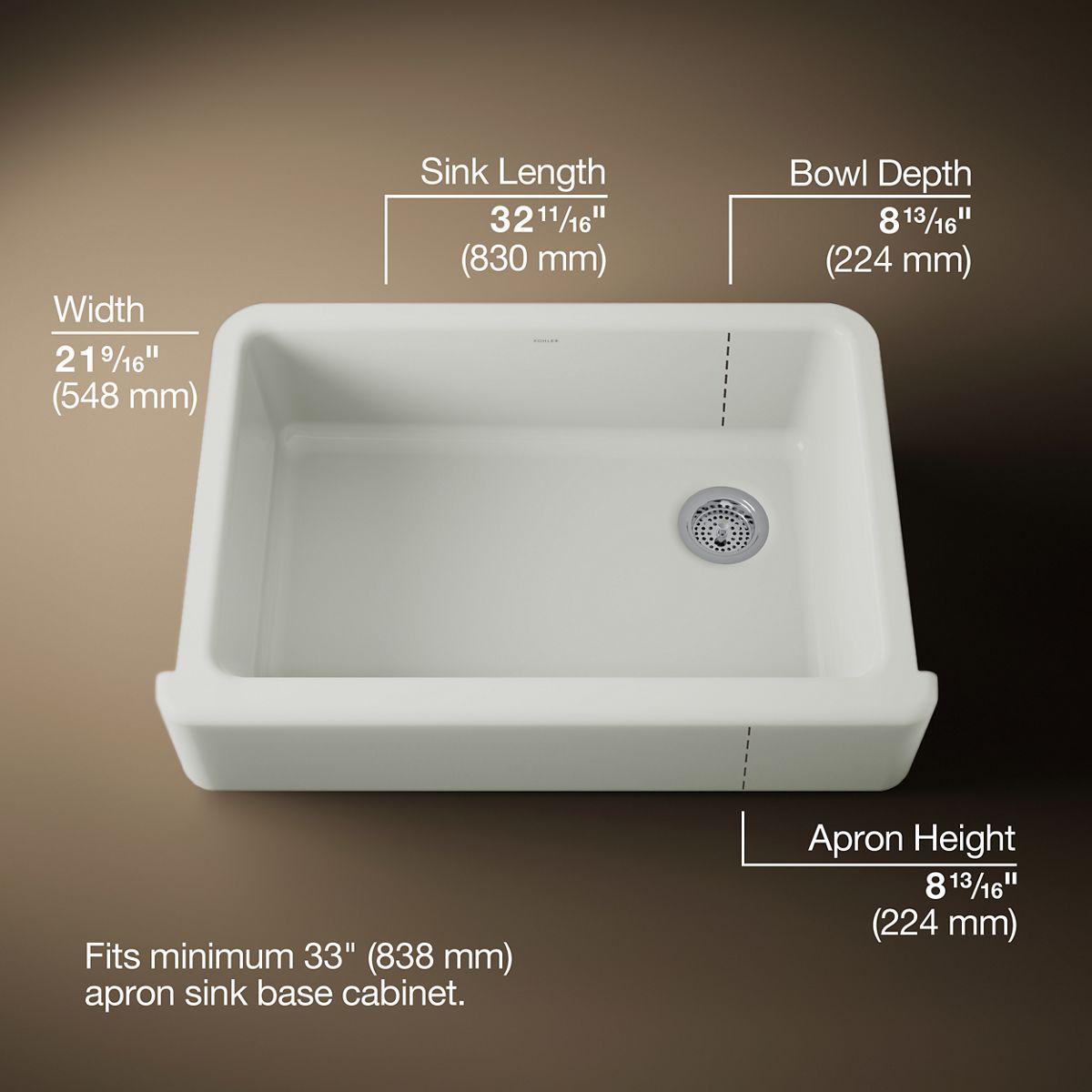 3/4 view of product with dimensions