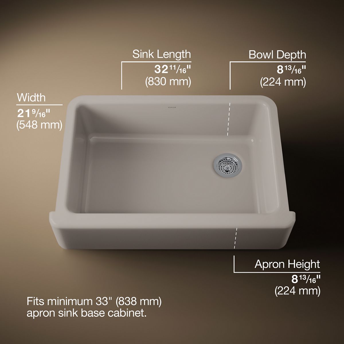 3/4 view of product with dimensions