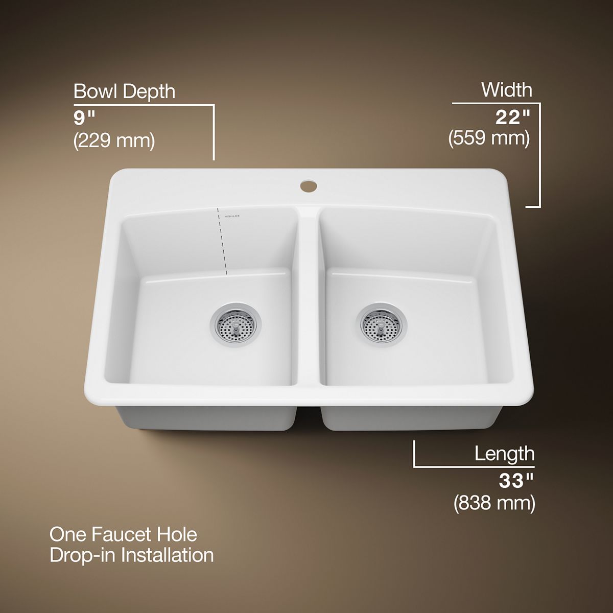 3/4 view of product with dimensions