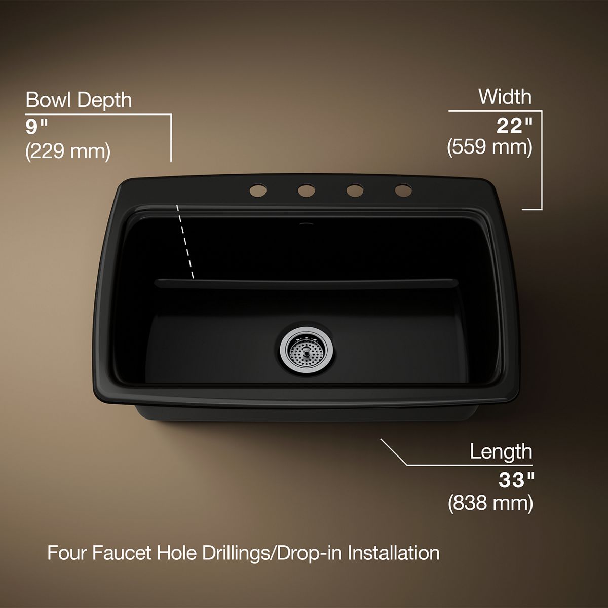 3/4 view of product with dimensions