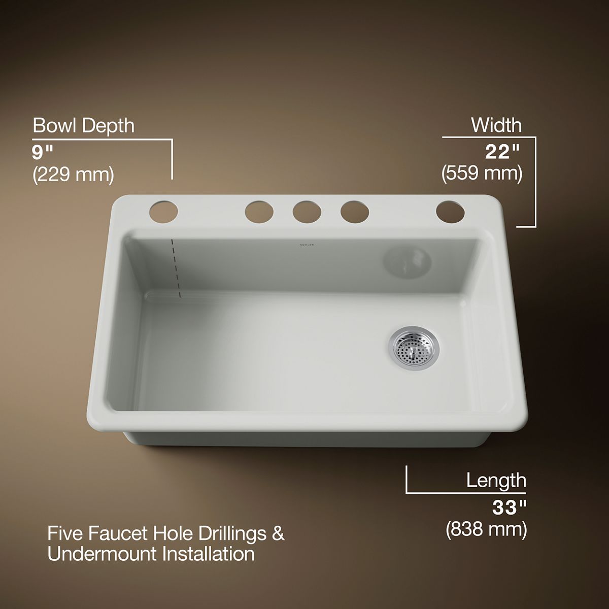 3/4 view of product with dimensions