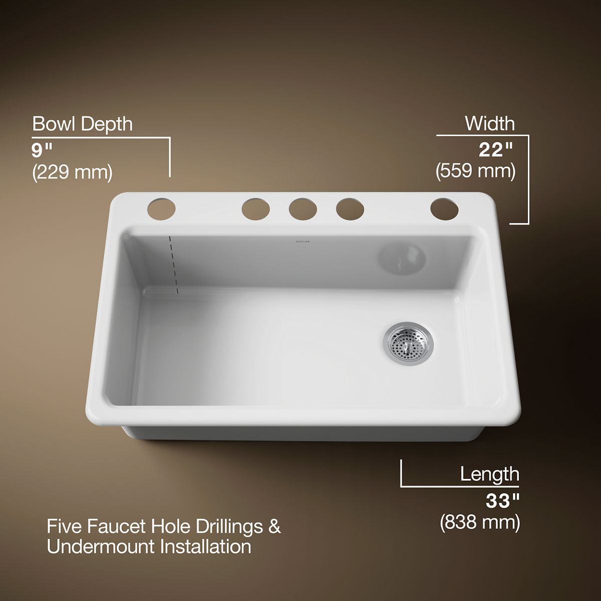 3/4 view of product with dimensions