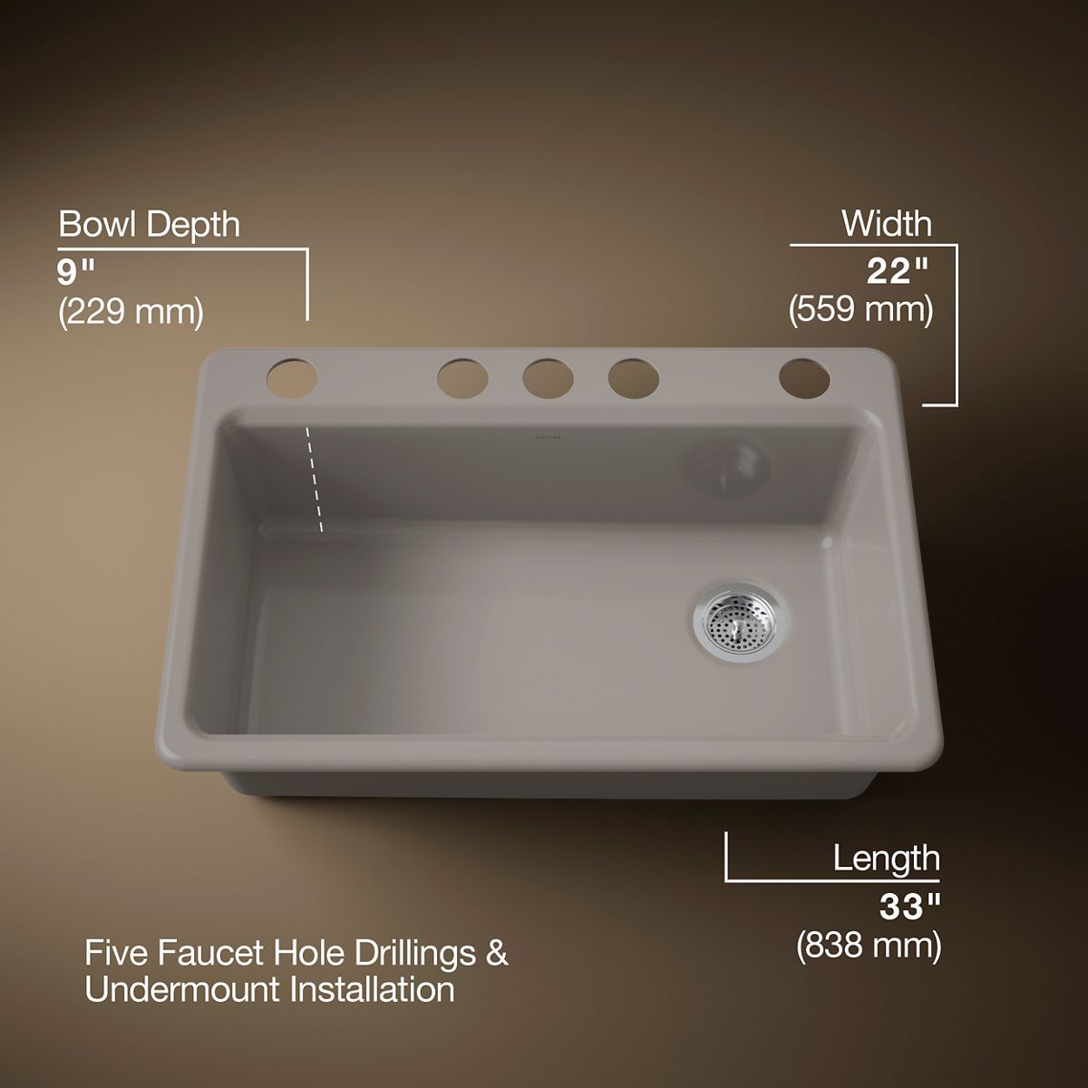 3/4 view of product with dimensions