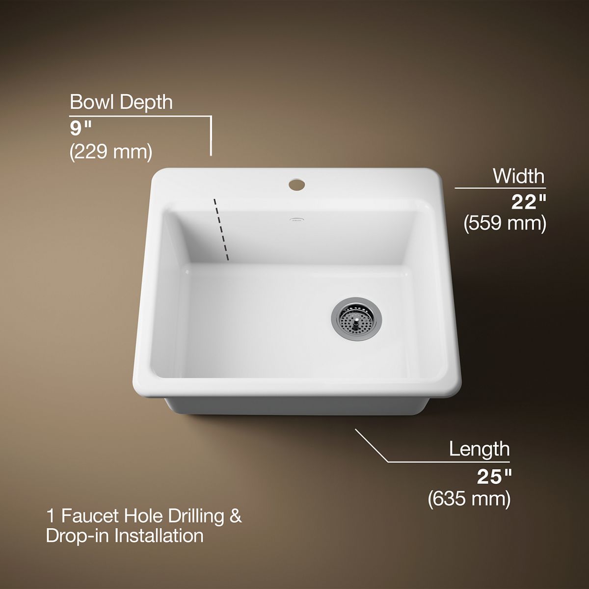3/4 view of product with dimensions