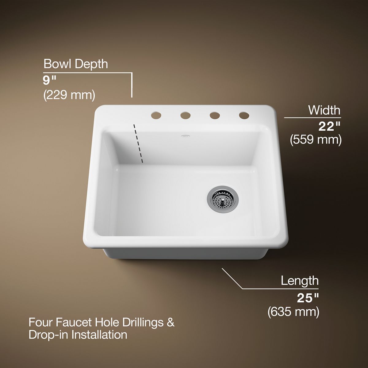 3/4 view of product with dimensions