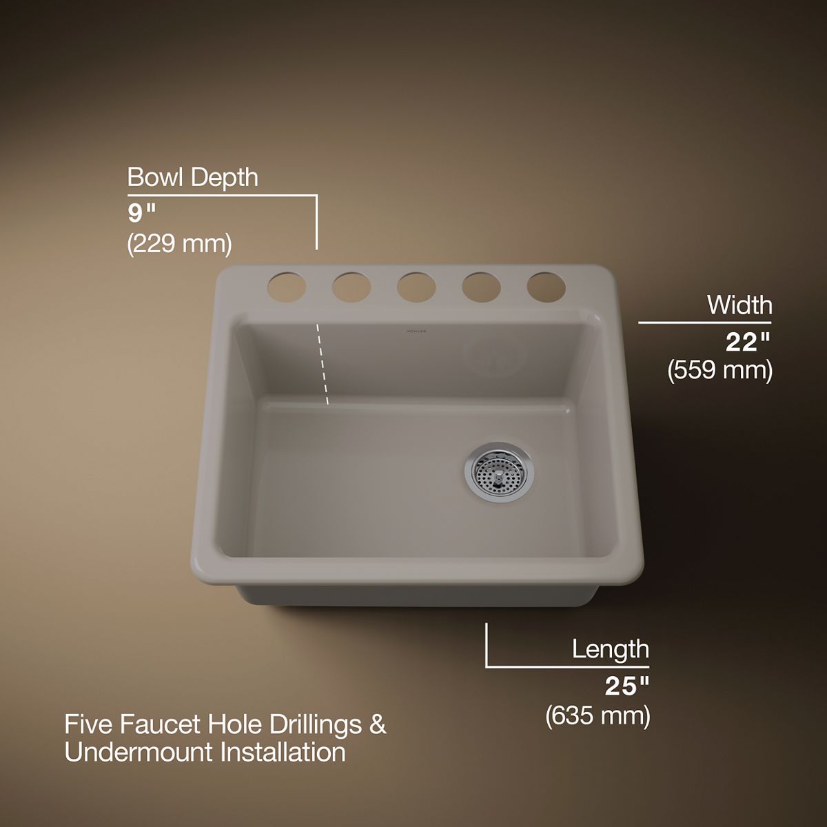 3/4 view of product with dimensions