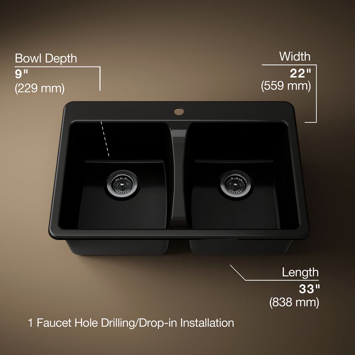 3/4 view of product with dimensions