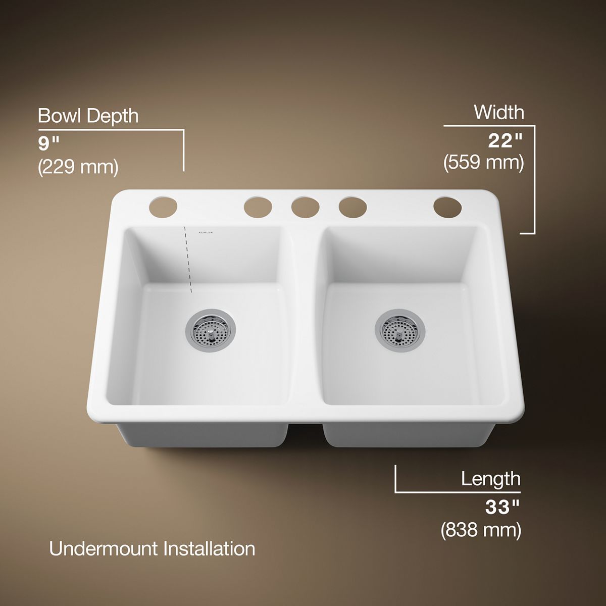 3/4 view of product with dimensions
