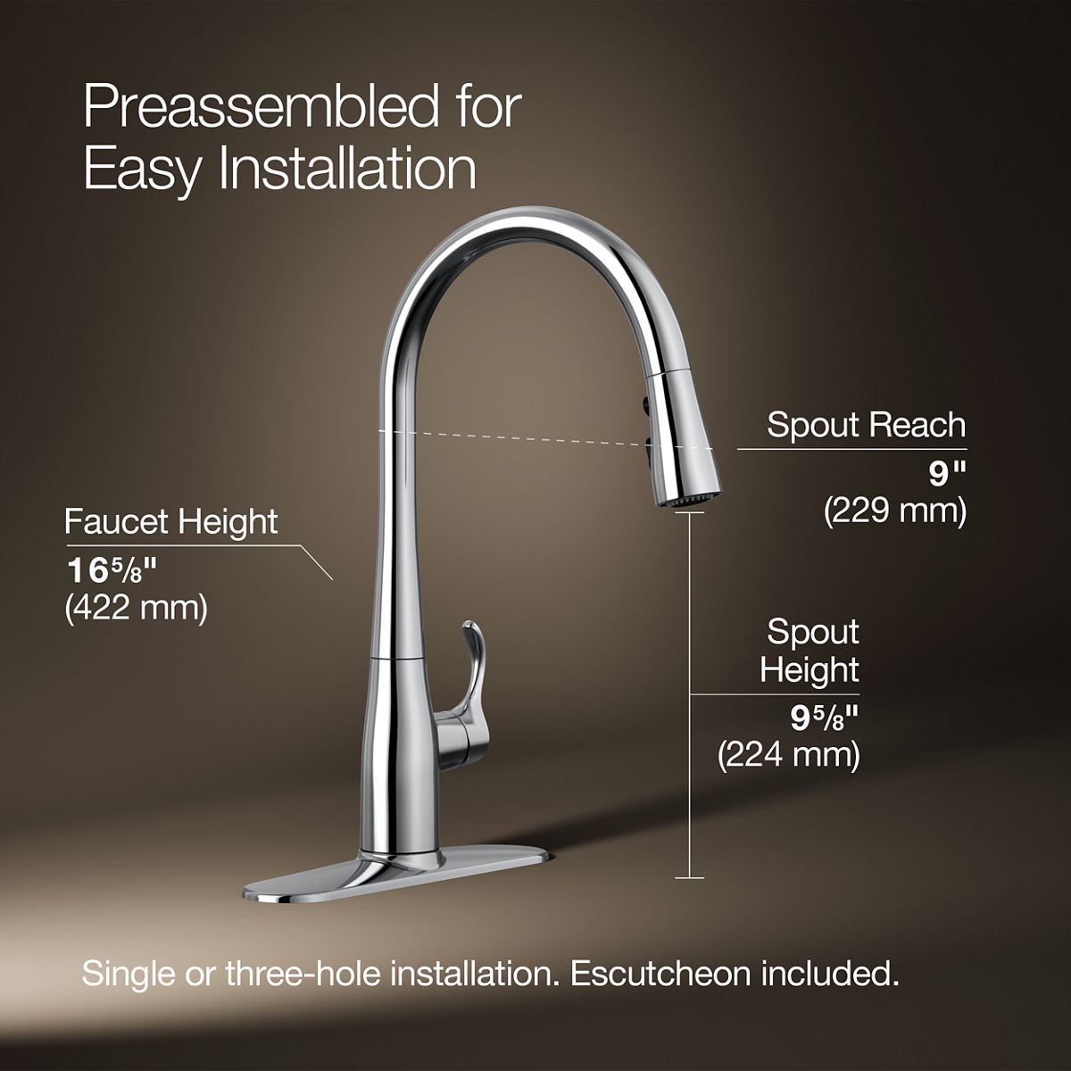 3/4 view of product with dimensions