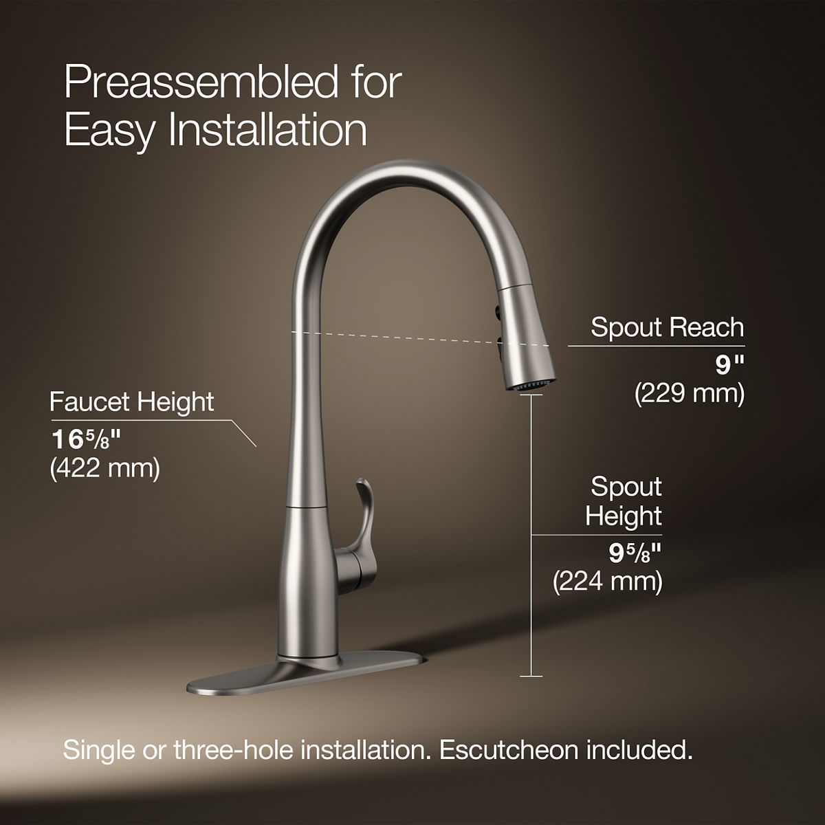 3/4 view of product with dimensions