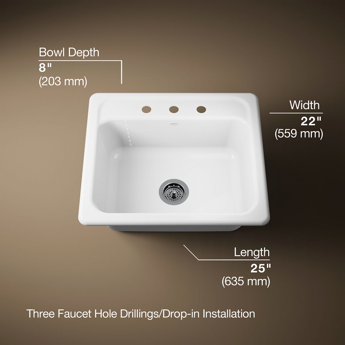 3/4 view of product with dimensions