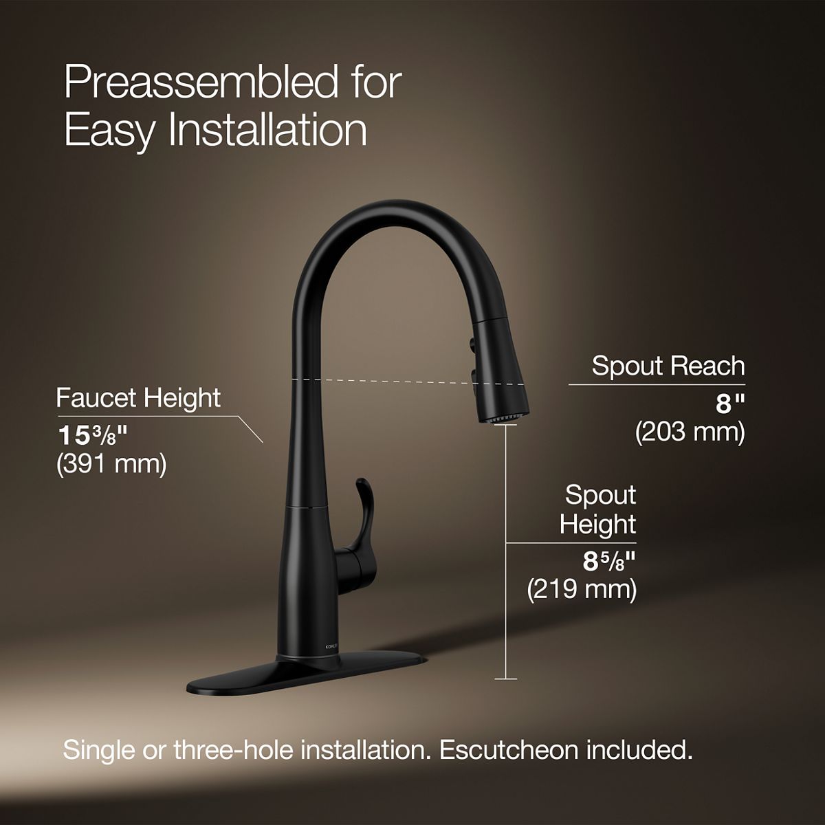 3/4 view of product with dimensions