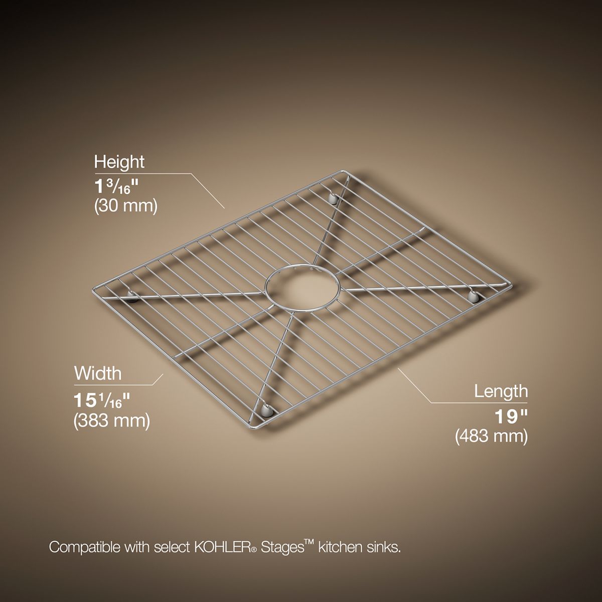 3/4 view of product with dimensions