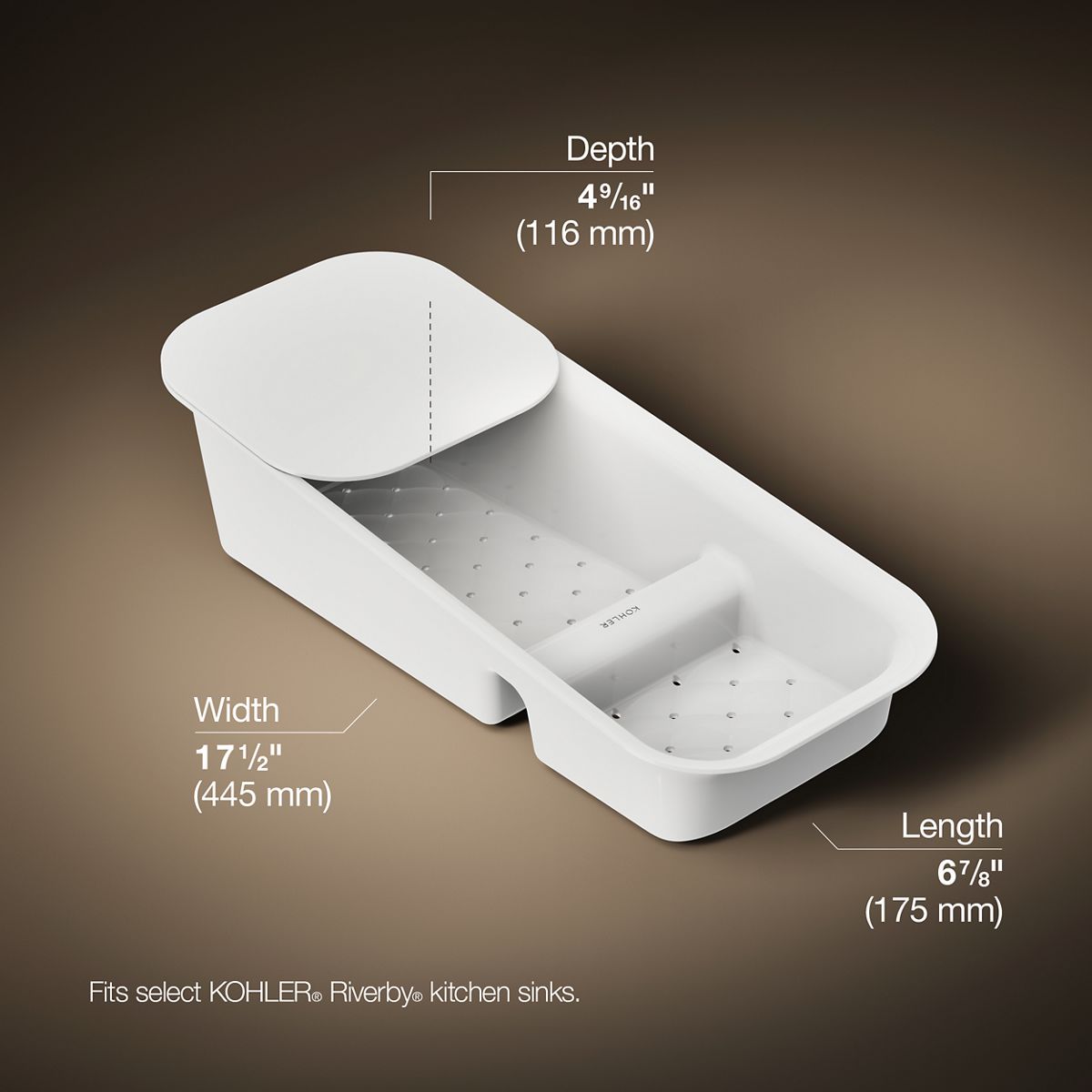 3/4 view of product with dimensions