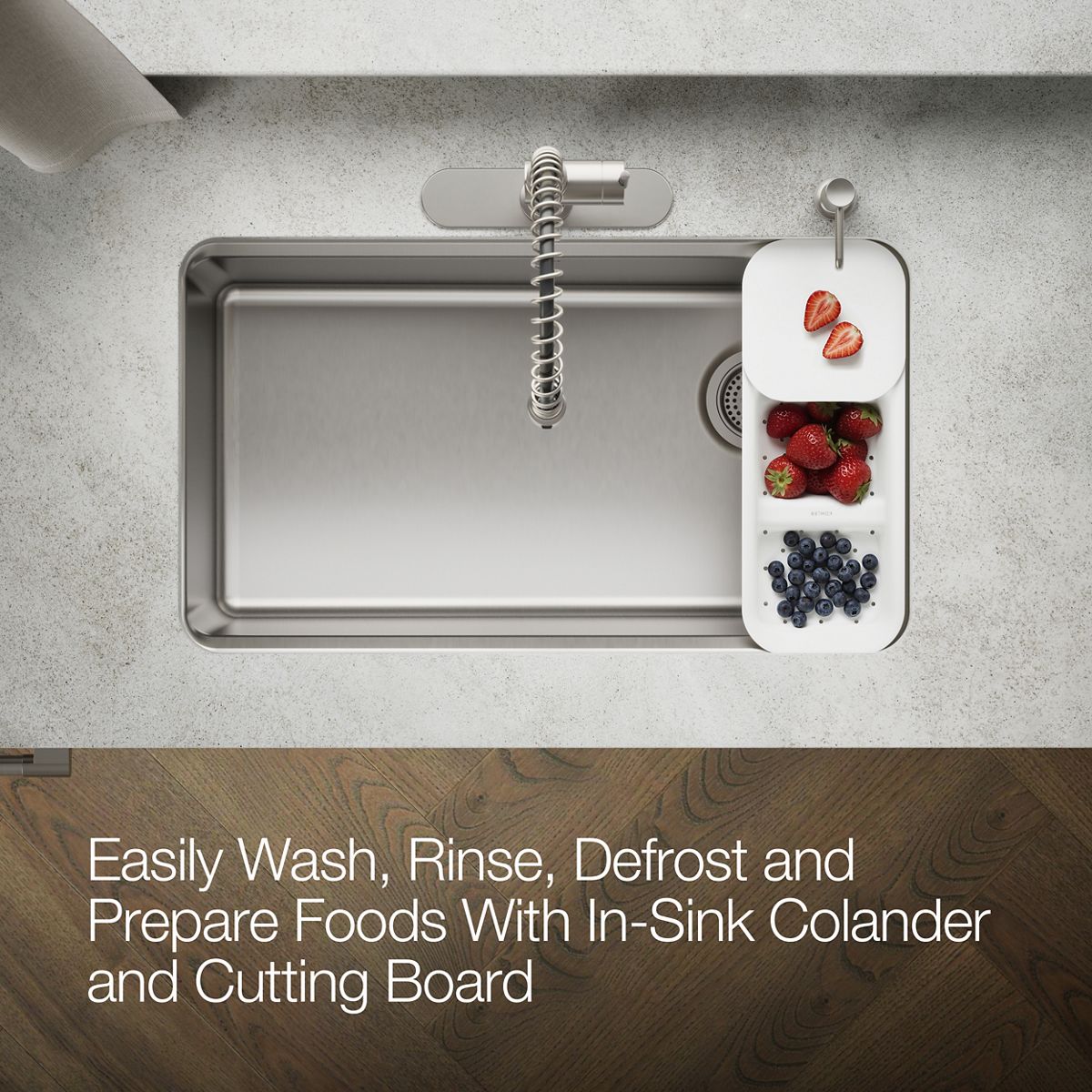 Products in use in overhead room view