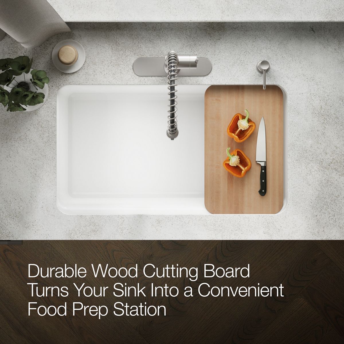 Products in use in overhead room view