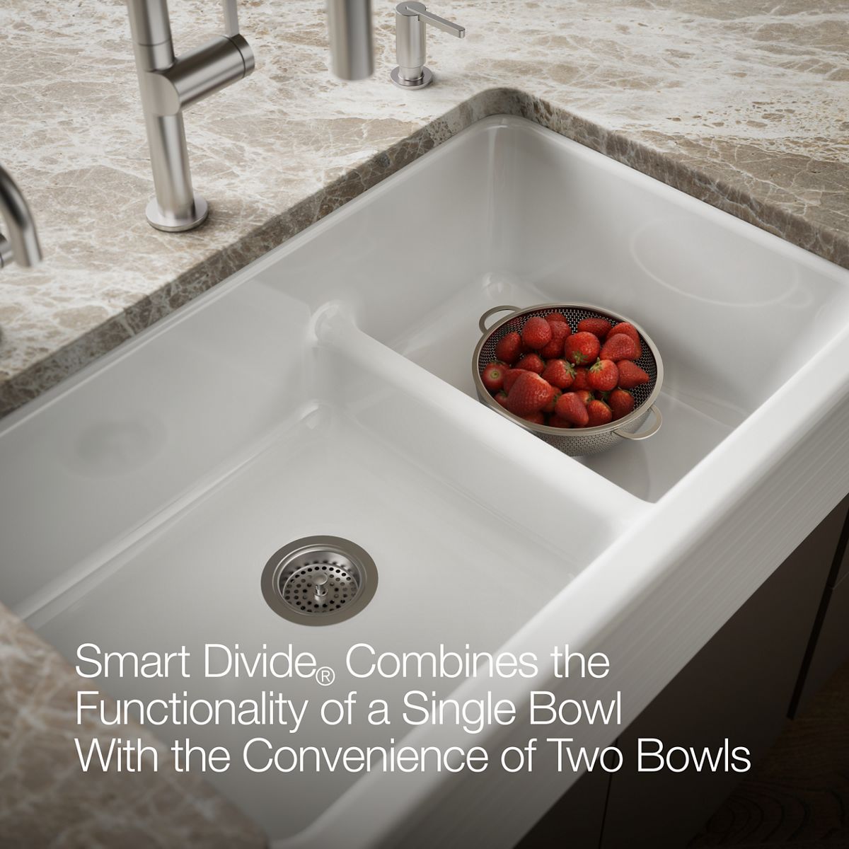 KOHLER | 6349 | Whitehaven™ Hayridge™| Smart Divide® 35-11/16