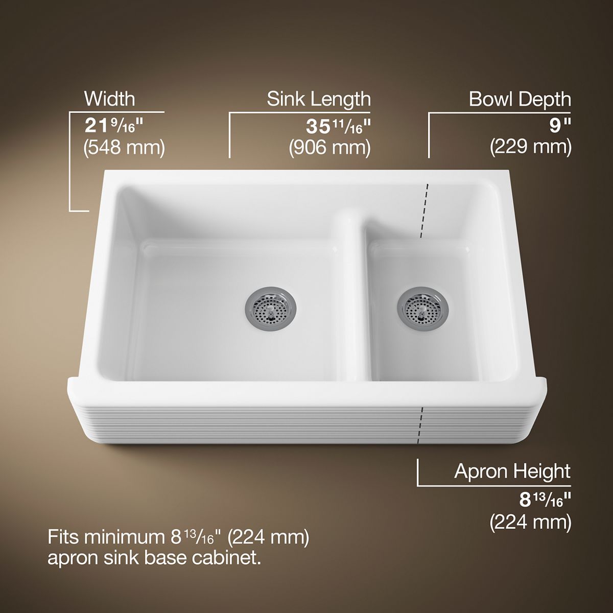3/4 view of product with dimensions