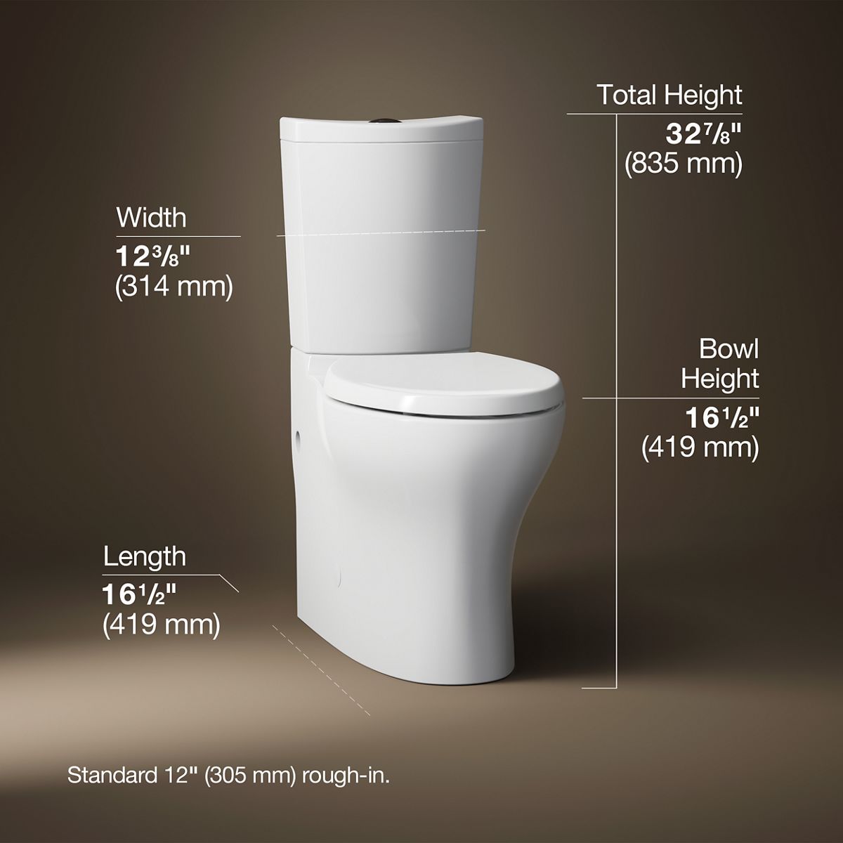 3/4 view of product with dimensions