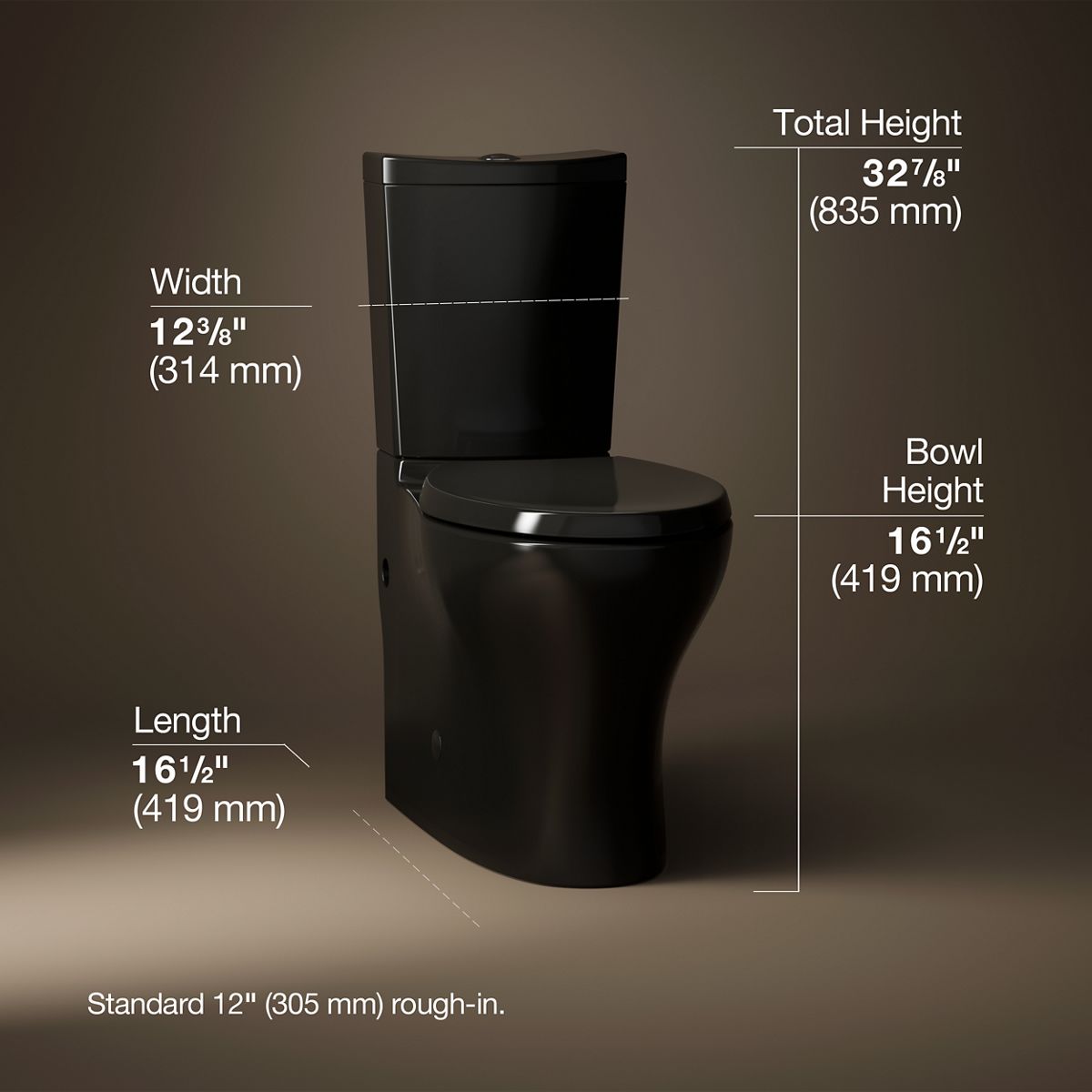 3/4 view of product with dimensions