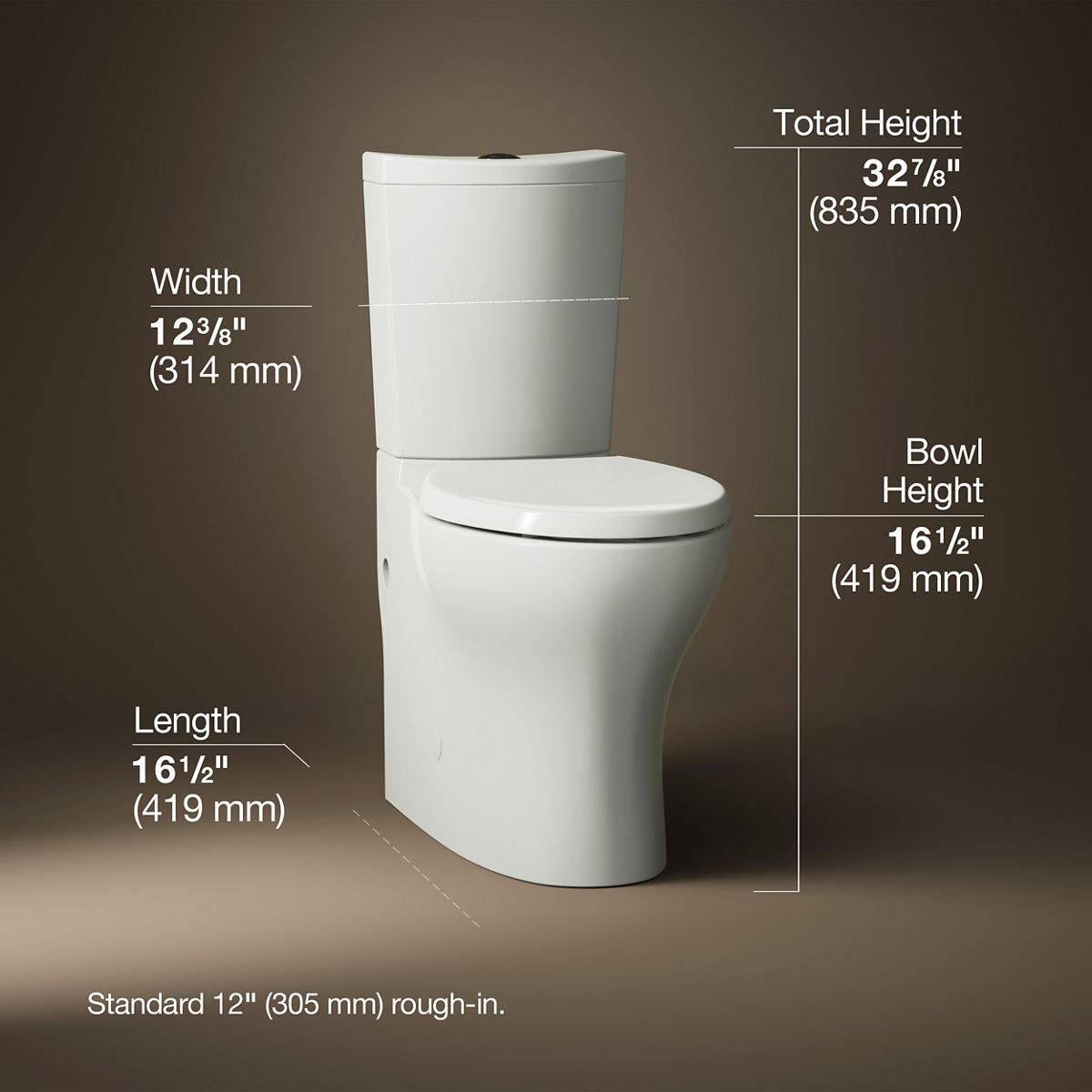 3/4 view of product with dimensions