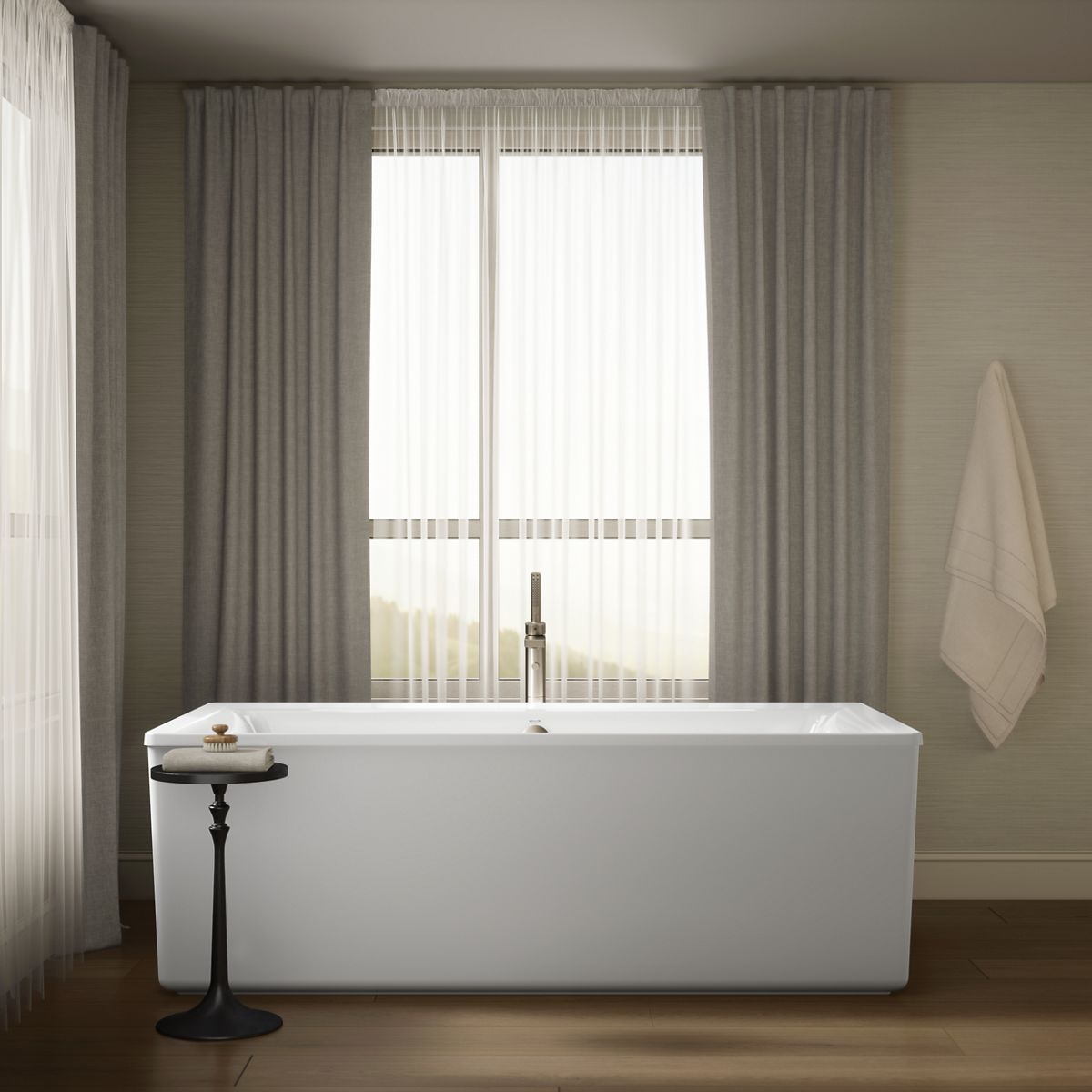 Up to 2 walls & multiple product categories visible, 1-point perspective