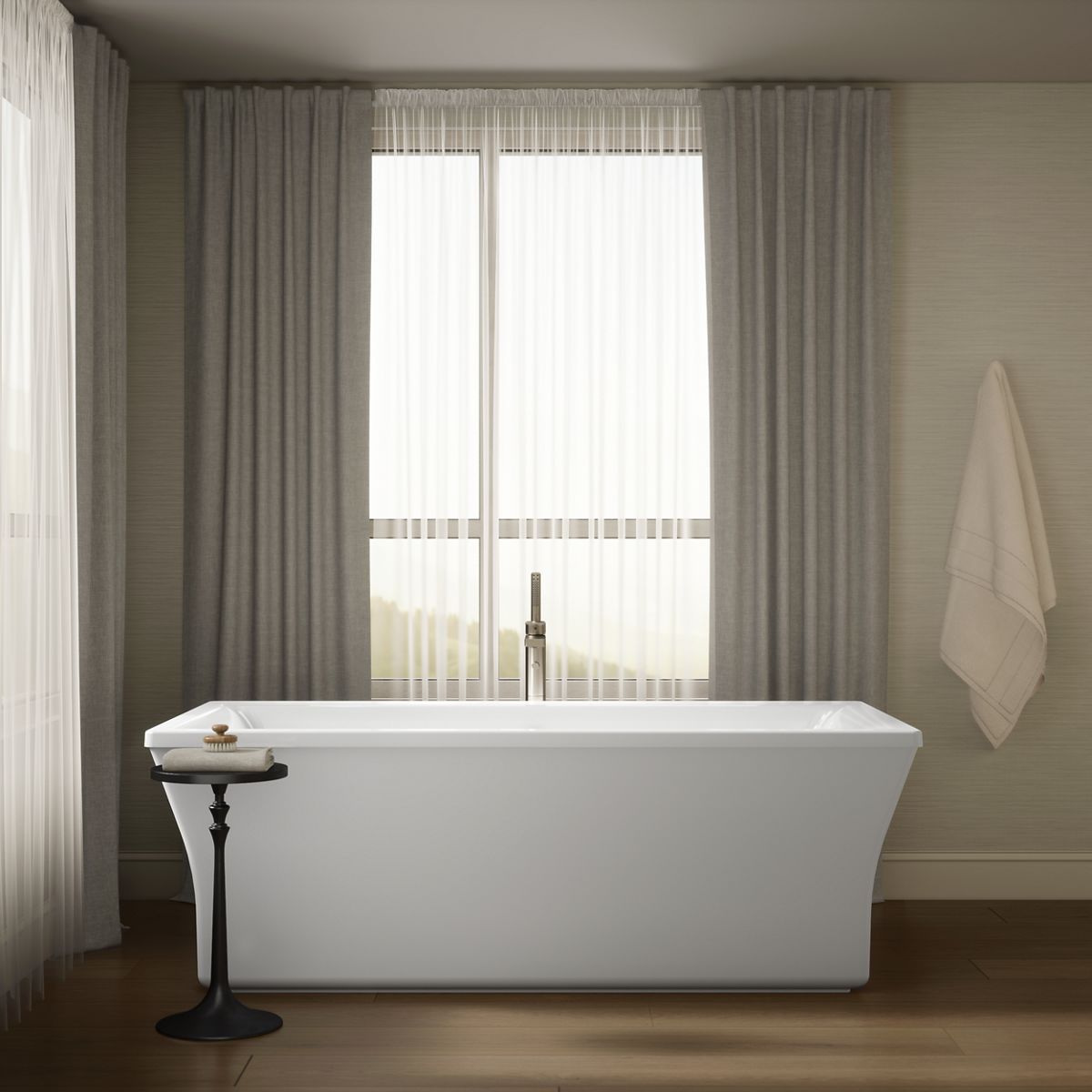 Up to 2 walls & multiple product categories visible, 1-point perspective