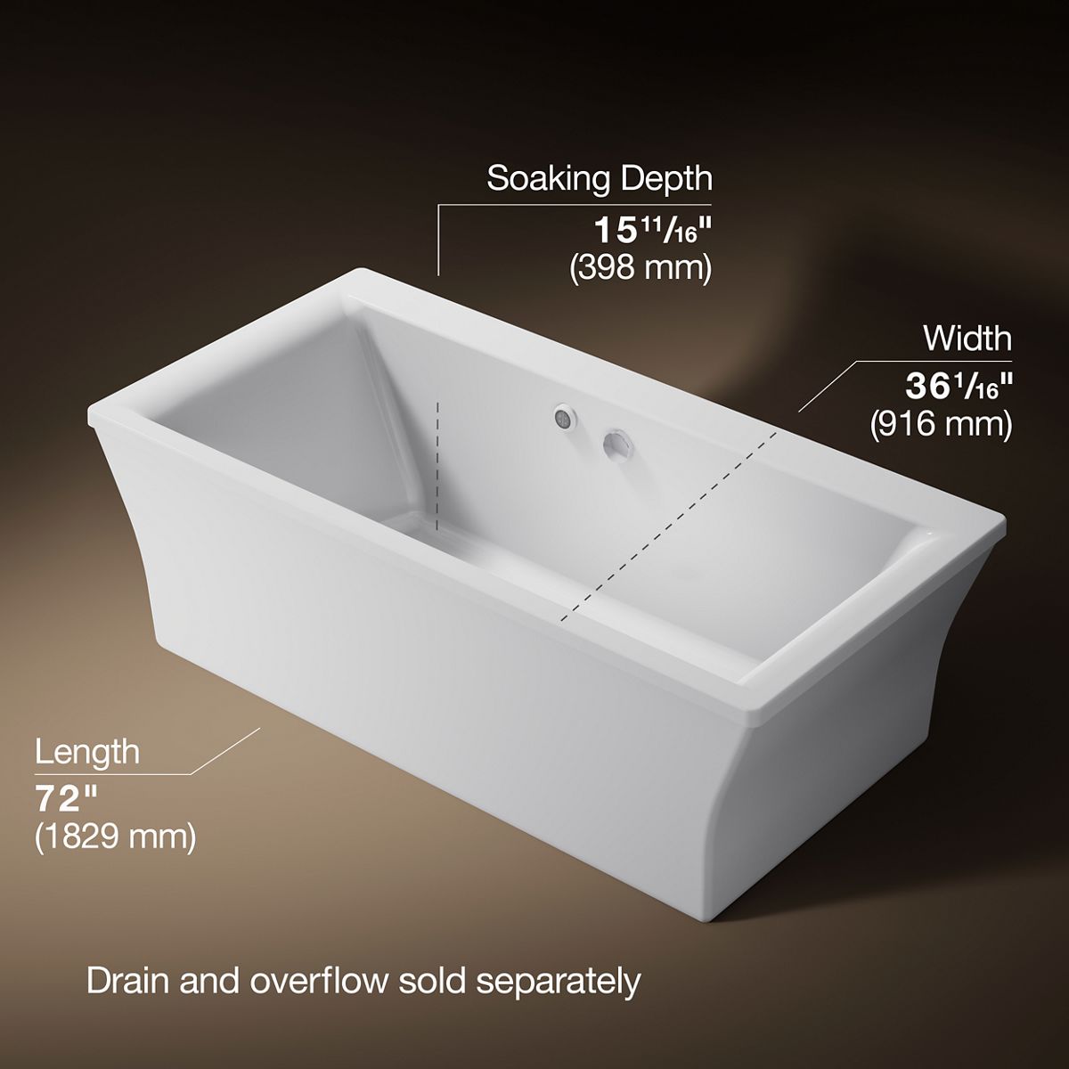 3/4 view of product with dimensions