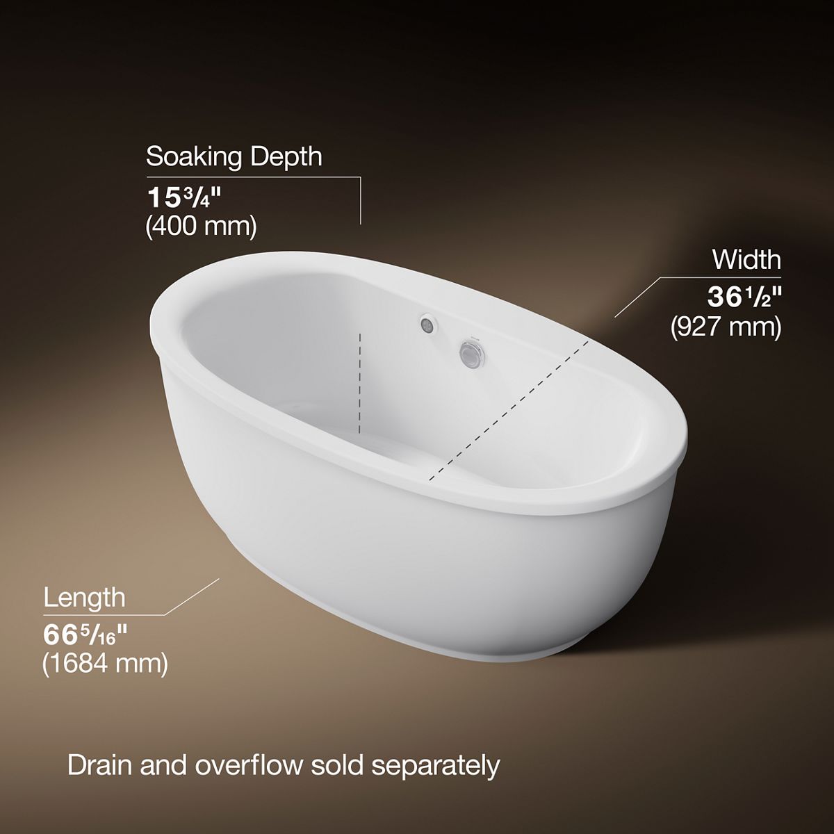 KOHLER | K-6369-W1 | Sunstruck 5.5-Ft Freestanding Bath w/Bask