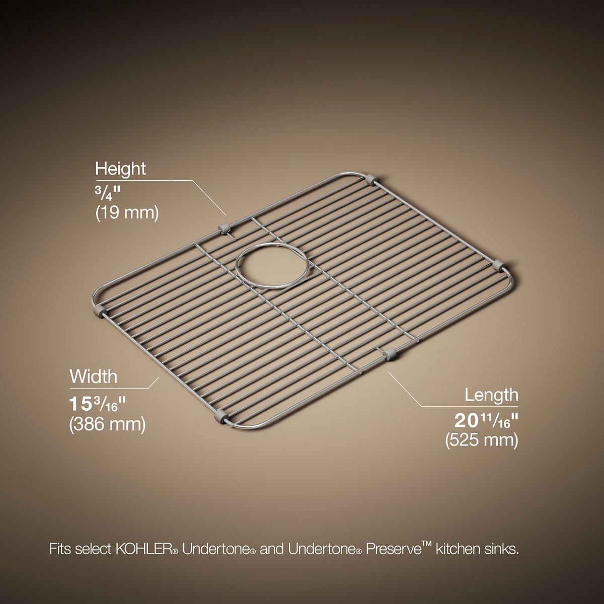 3/4 view of product with dimensions