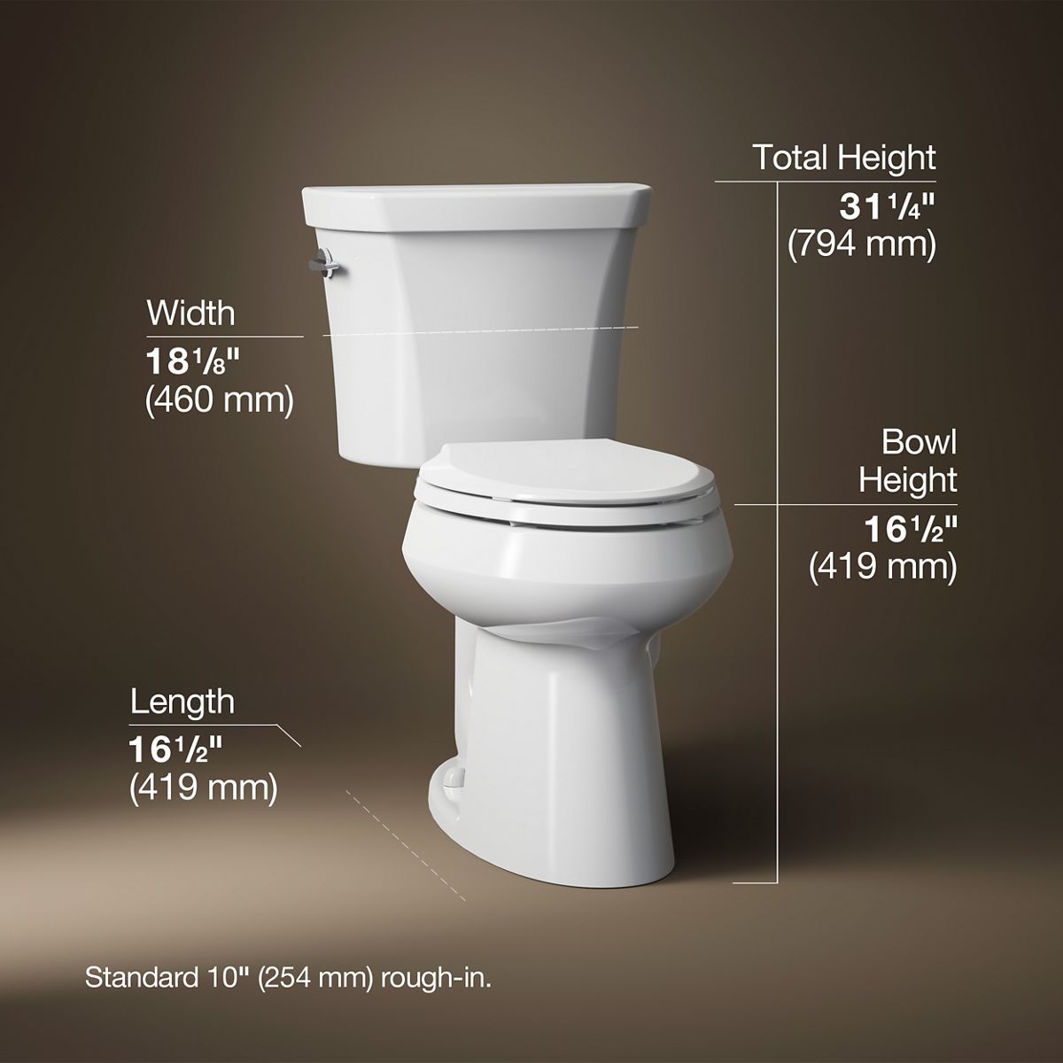 3/4 view of product with dimensions