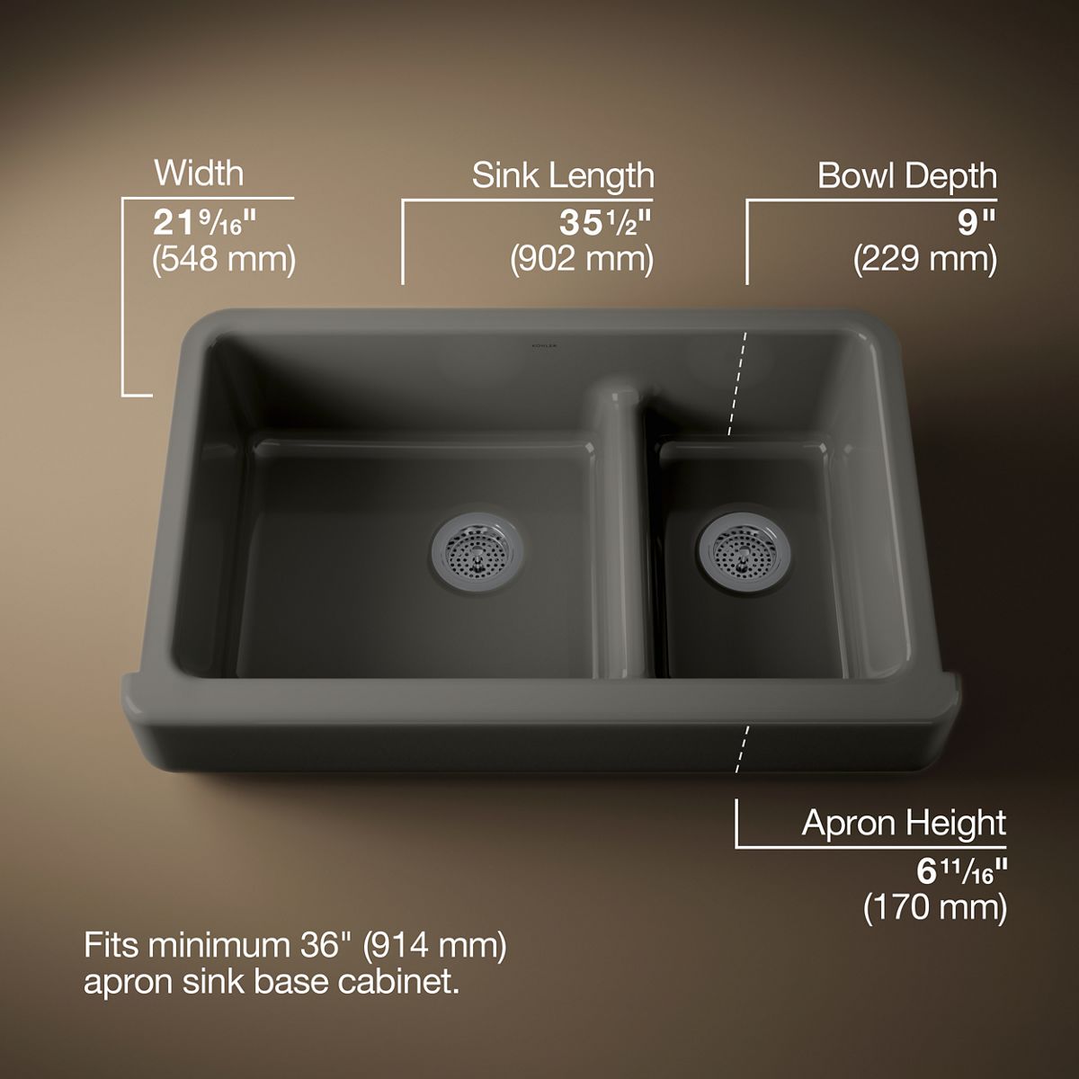 KOHLER | 6426 | Whitehaven™| Smart Divide® 35-1/2