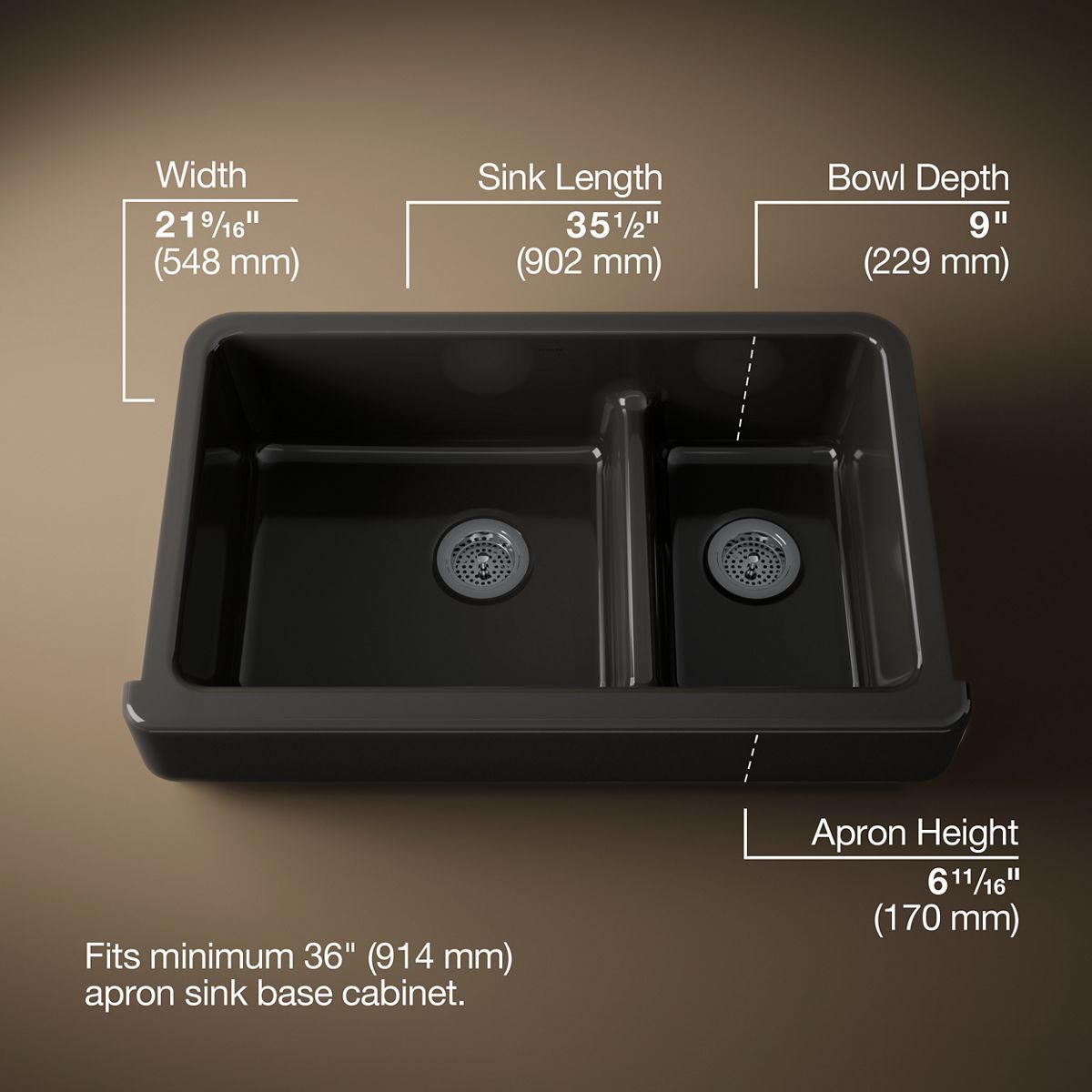 3/4 view of product with dimensions
