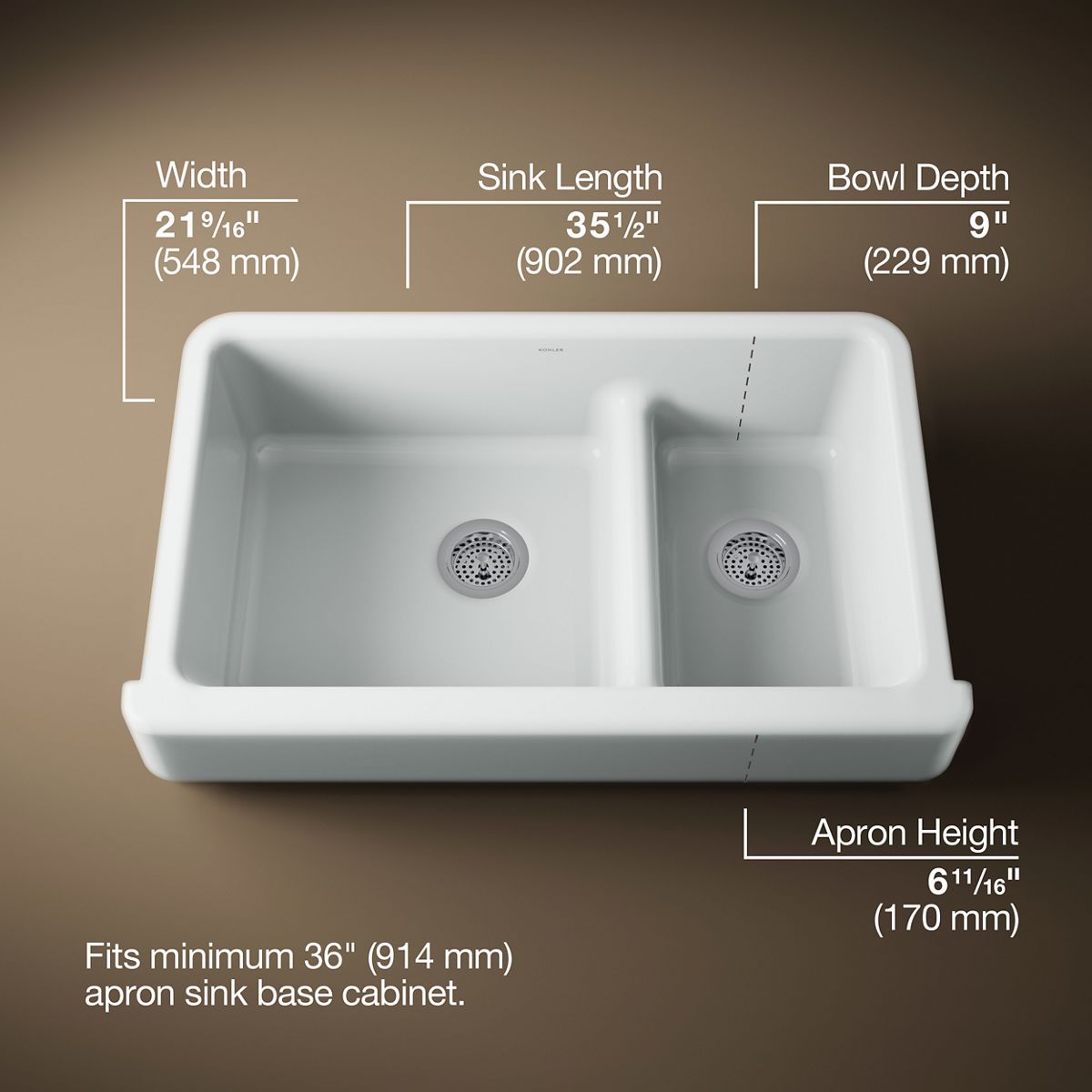 KOHLER | 6426 | Whitehaven™| Smart Divide® 35-1/2