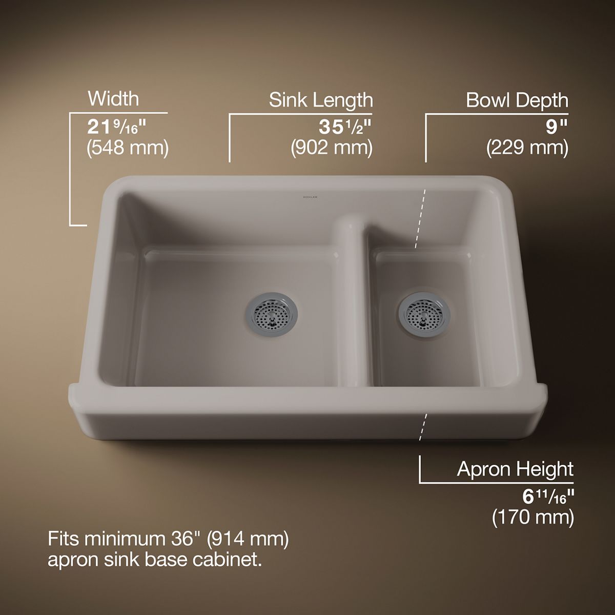 3/4 view of product with dimensions
