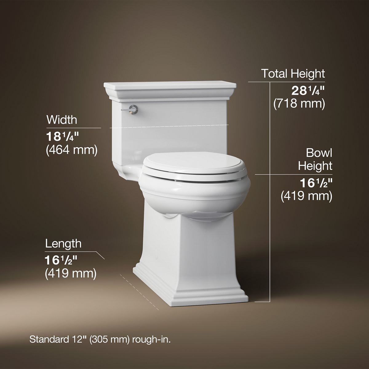 3/4 view of product with dimensions