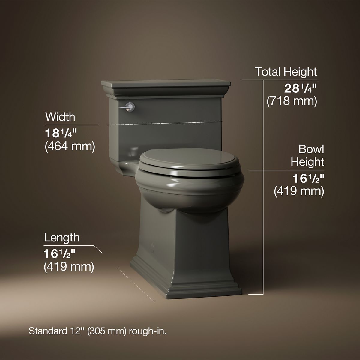 3/4 view of product with dimensions