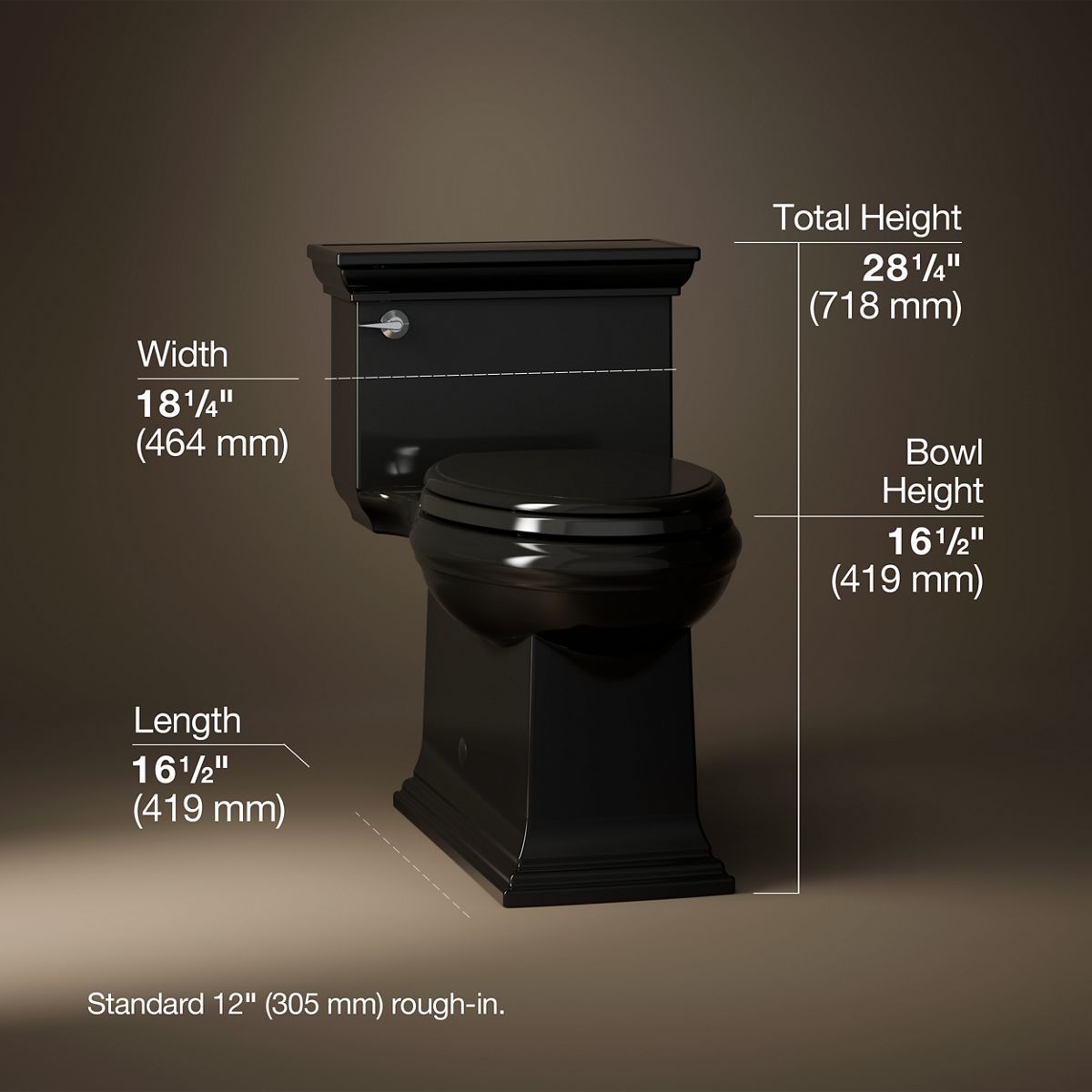 3/4 view of product with dimensions