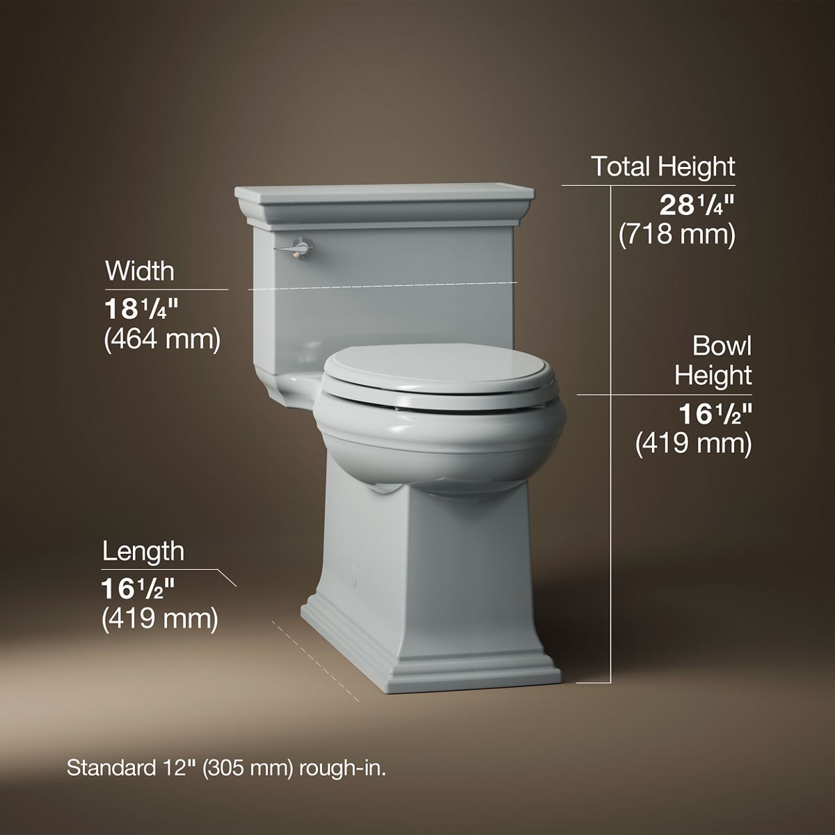 3/4 view of product with dimensions