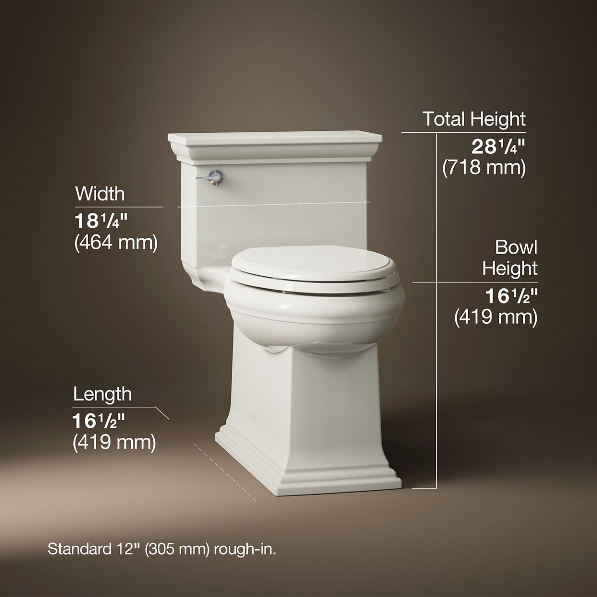 3/4 view of product with dimensions