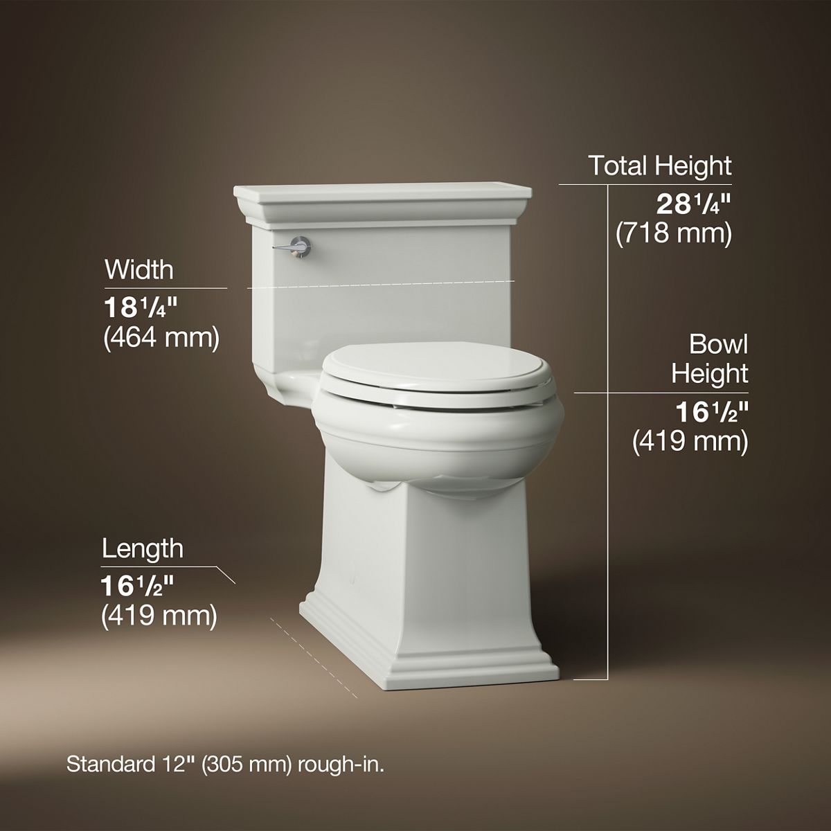 3/4 view of product with dimensions