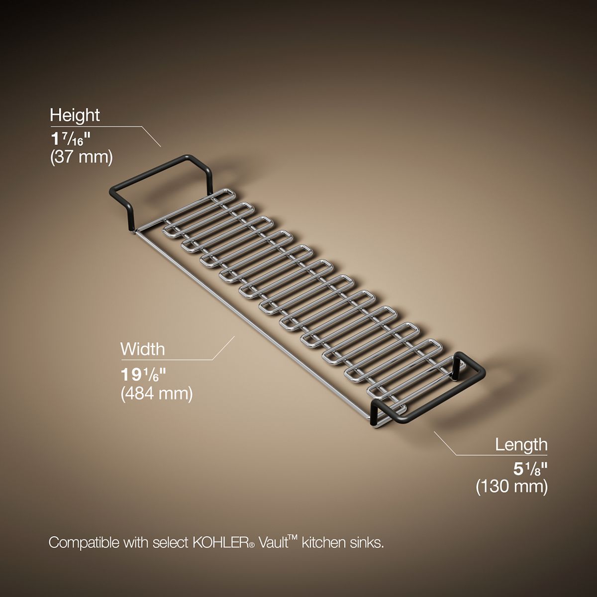 3/4 view of product with dimensions