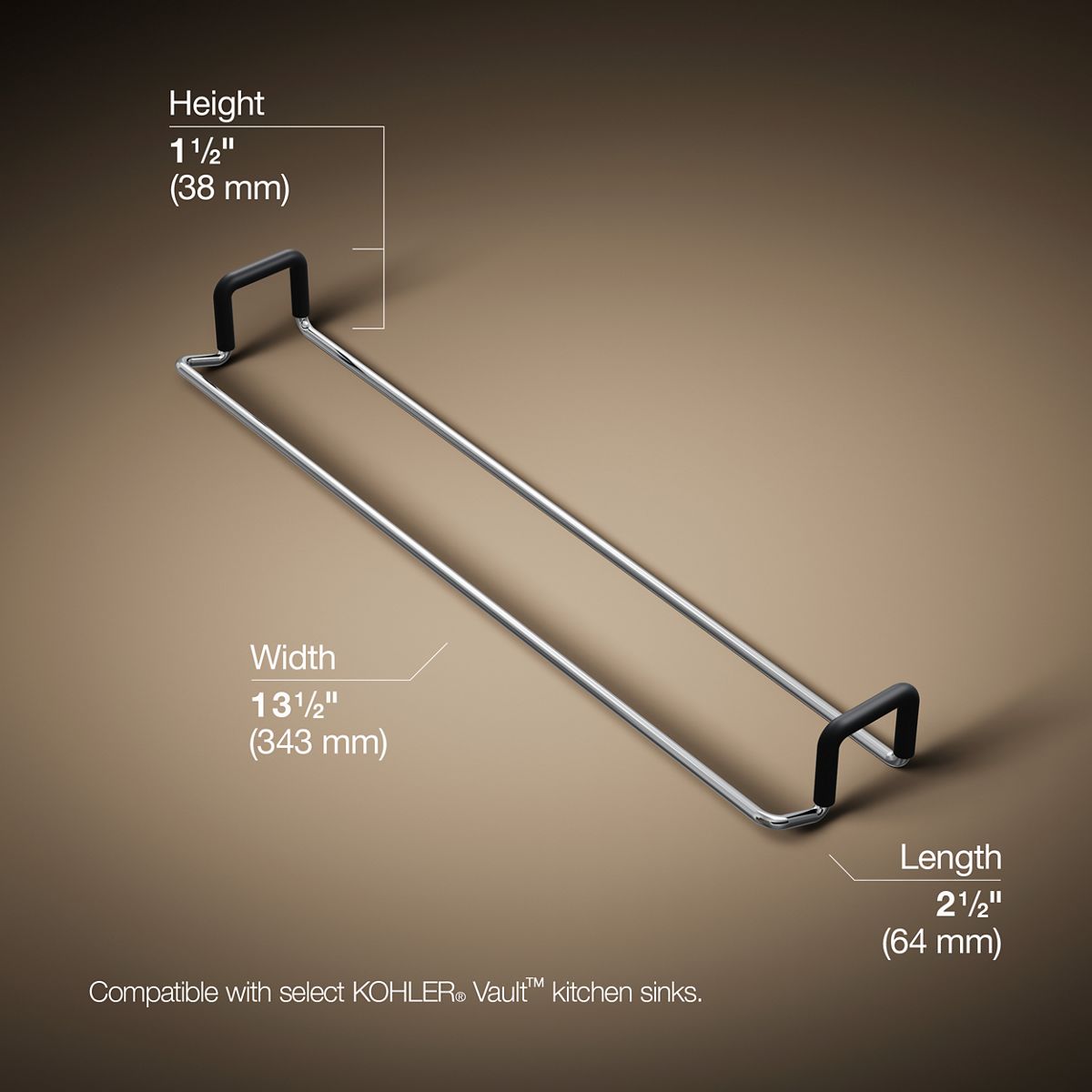 3/4 view of product with dimensions