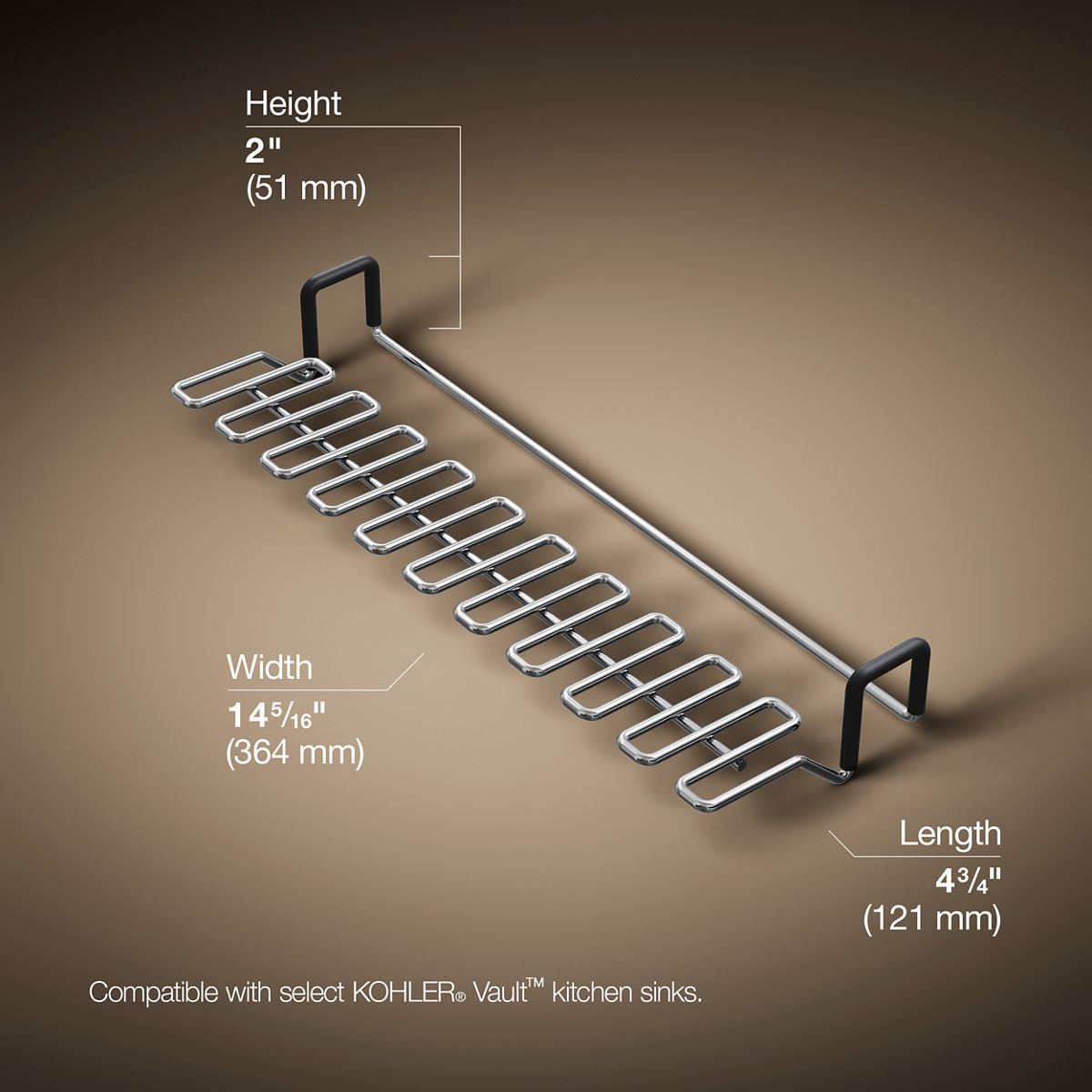3/4 view of product with dimensions